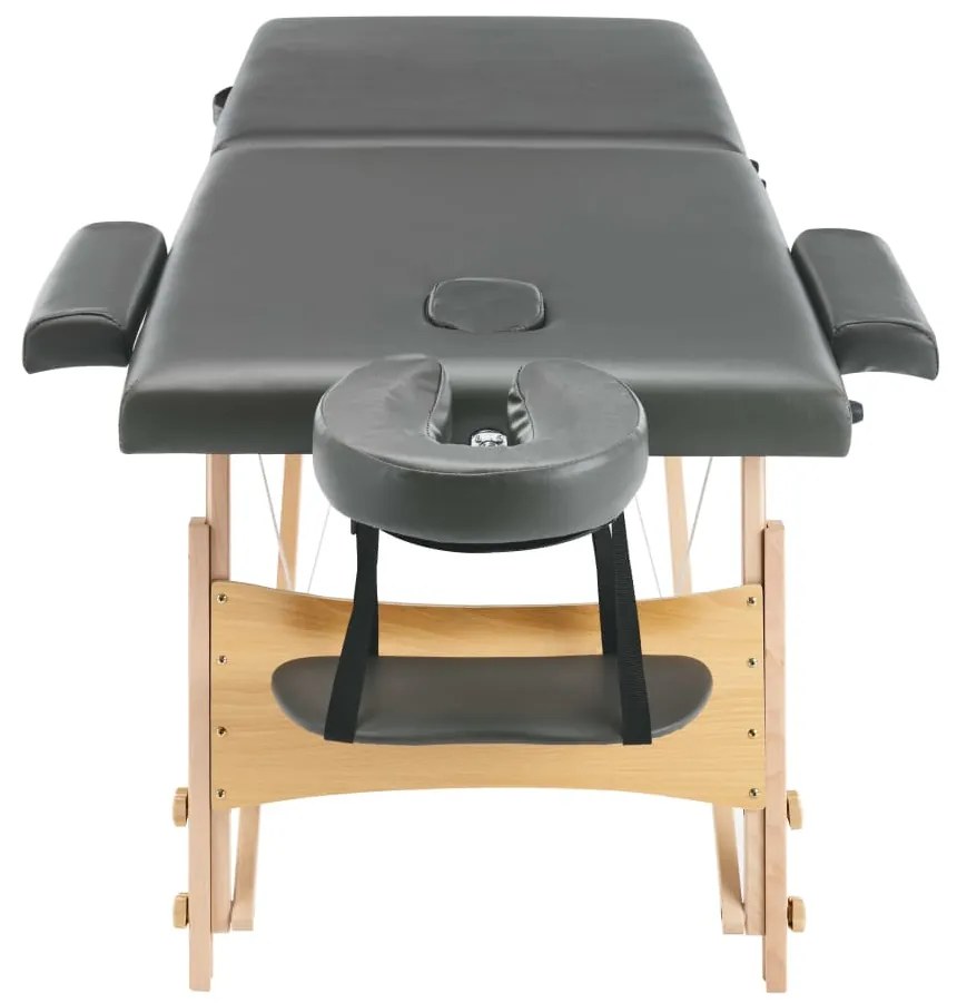 Mesa massagens c/ 2 zonas estrutura madeira 186x68 cm antracite