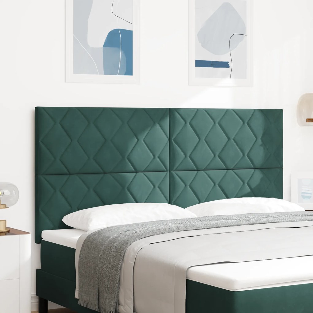 Cabeceira Design de Blocos de Diamante Verde Escura 180 cm Veludo