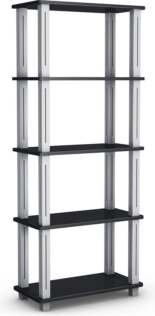 Estante "SOREN" Multiúsos de 5 Níveis em MDF e PVC – Preto, 60 x 29,5