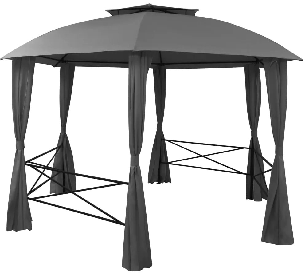 Tenda de jardim com cortinas hexagonal 360x265 cm