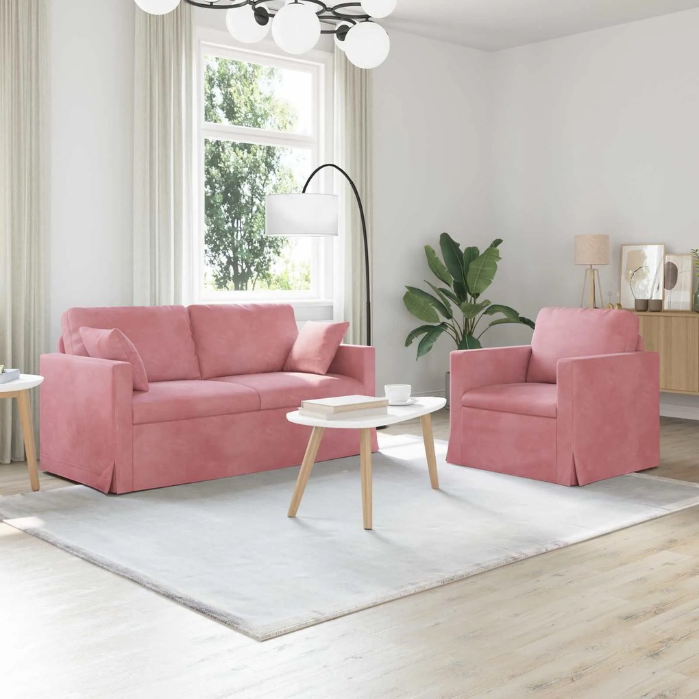 vidaXL Sofá 2 pcs Rosa 158 x 78 x 80 cm Veludo