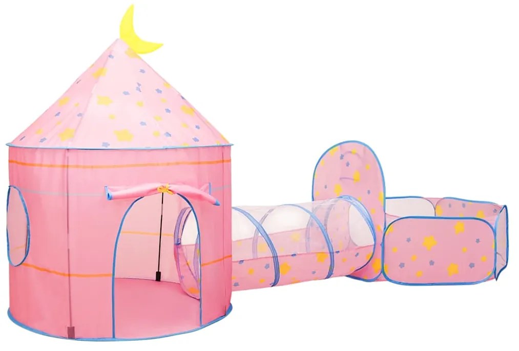 Tenda de brincar infantil com 250 bolas 301x120x128 cm rosa