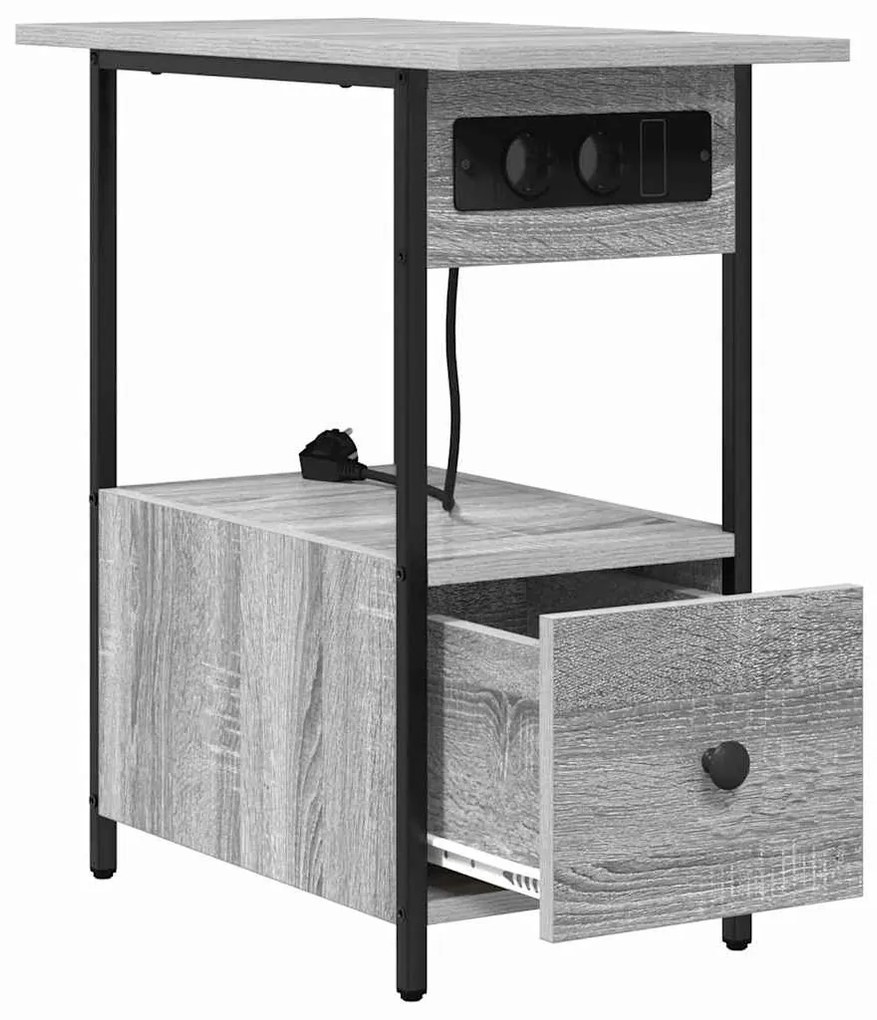 Armário de Cabeceira com gaveta Sonoma cinzento 60 x 30 x 61 cm