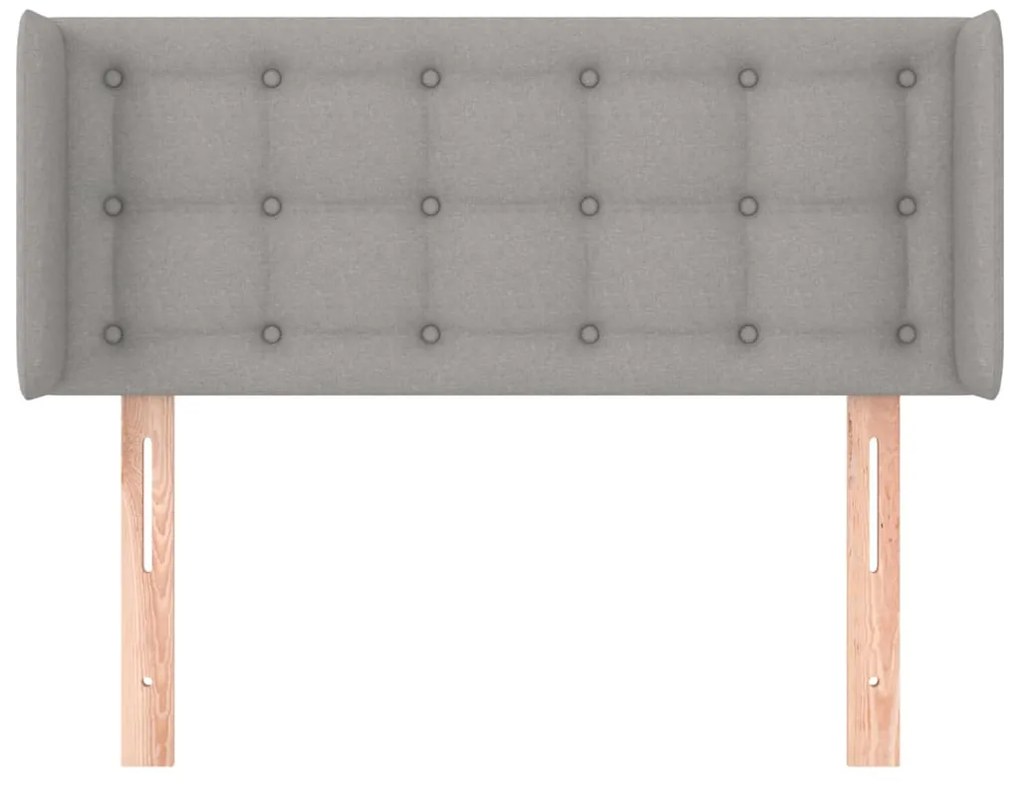 Cabeceira de cama c/ abas tecido 93x16x78/88 cm cinzento-claro