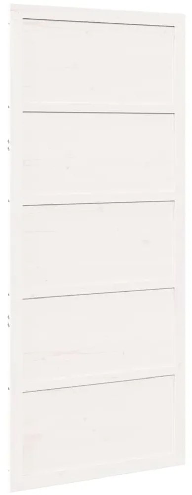 Porta de Celeiro Branca 80x208 cm Madeira Sólida de Pinho