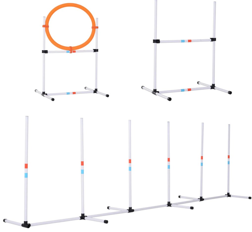 PawHut Conjunto de treino de agilidade para cães com bolsa de transporte incluída 74,5x66x91 cm Branco e laranja