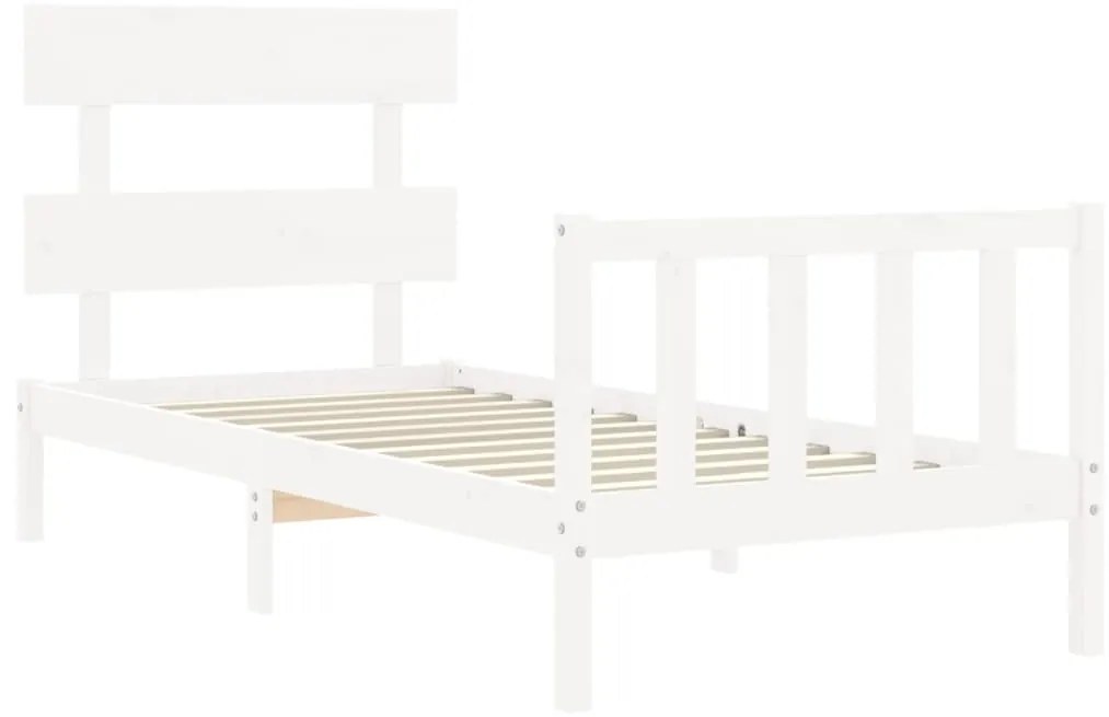 Cama sem colchão 90x200 cm madeira de pinho maciça branco