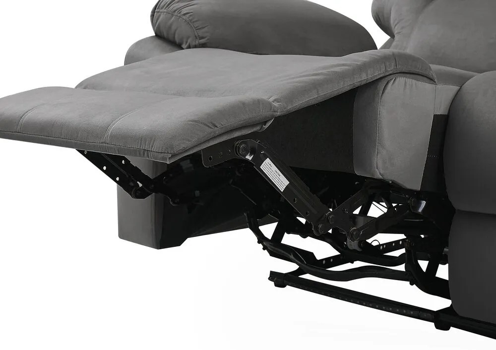 Sofá reclinável de 3 lugares veludo cinzento escuro com LED e entrada USB BERGEN Beliani