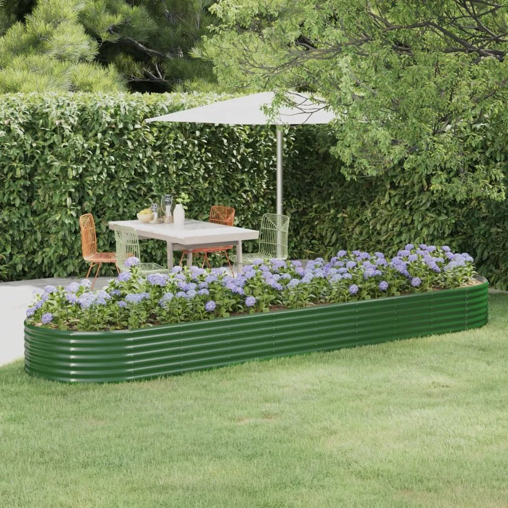 vidaXL Canteiro elevado jardim 396x100x36 cm aço galvanizado verde