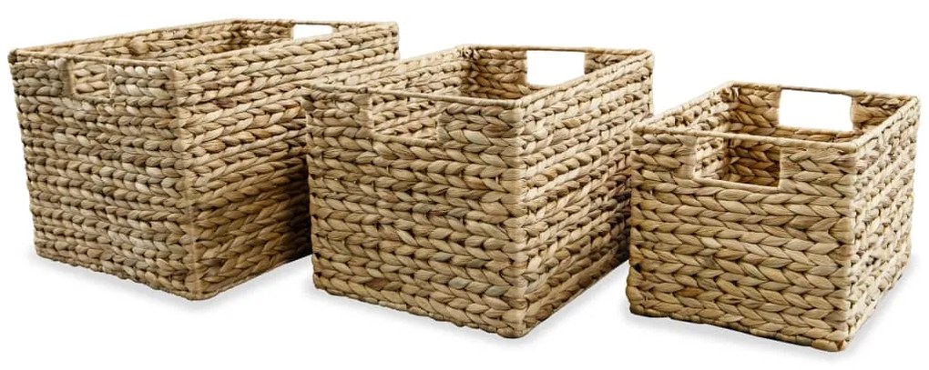 245490 vidaXL Conjunto cestos de arrumação 3 pcs jacinto de água