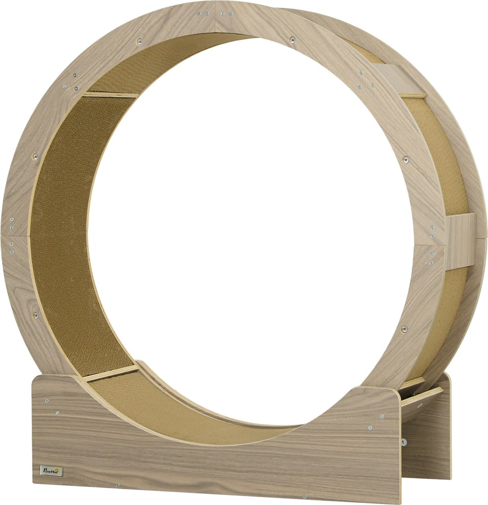 Roda de exercício para gatos, roda de corrida para gatos, com travão de segurança e tapete para arranhar removível e silencioso, 91 cm, castanho