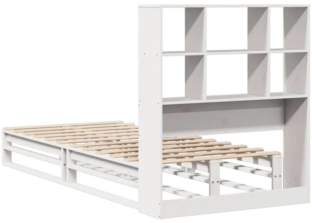 Cama com estante sem colchão 90x190 cm madeira maciça branco