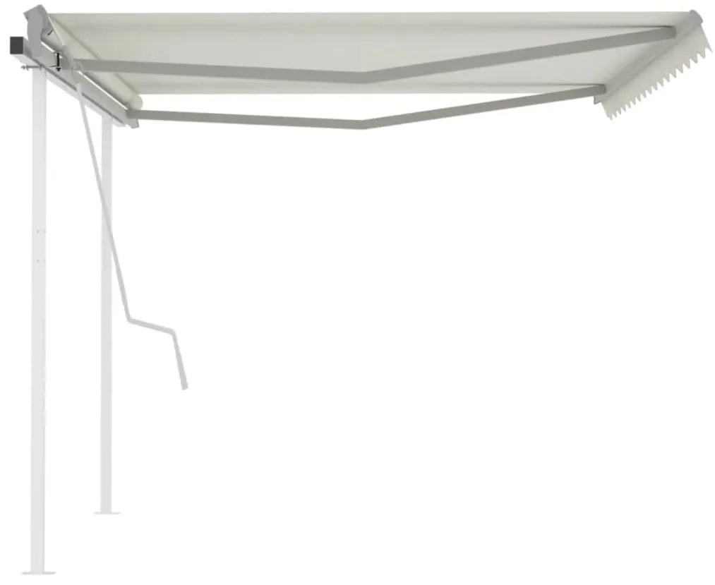 Toldo retrátil manual com postes 4x3 m cor creme