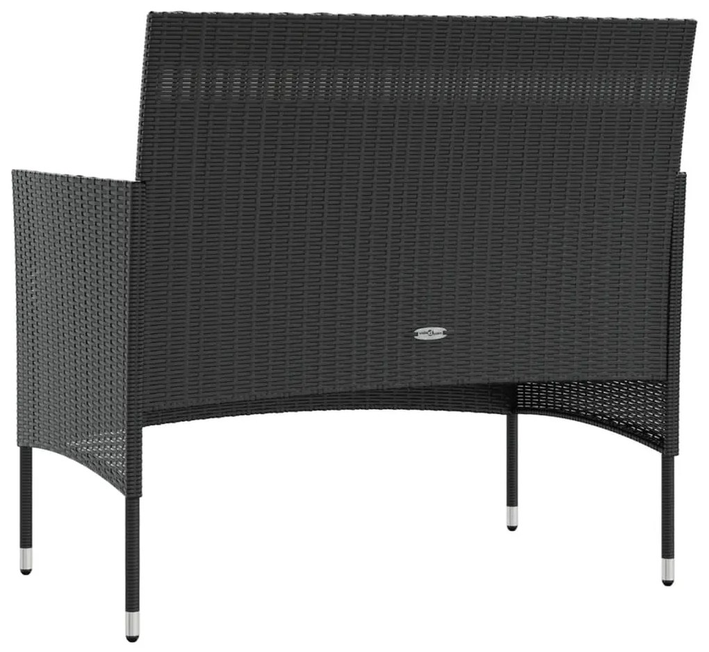8 pcs conjunto lounge de jardim c/ almofadões vime PE preto