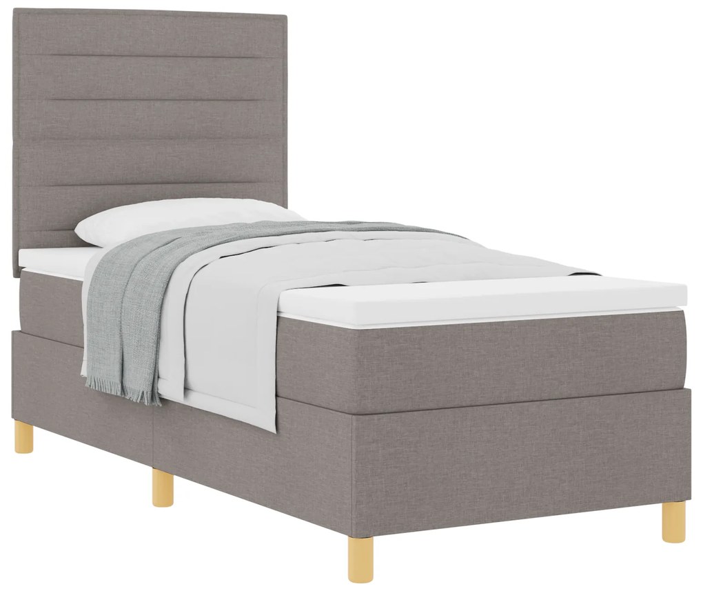Cama Box Spring com Colchão Taupe 80x200 cm Tecido