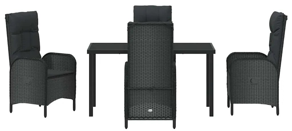 Conjunto de Jantar para Jardim 5 Peças em Preto com Rattan Sintético