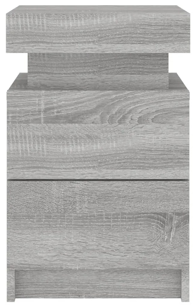 Mesas cabeceira c/ luzes LED 2 pcs 35x39x55 cm cinza sonoma