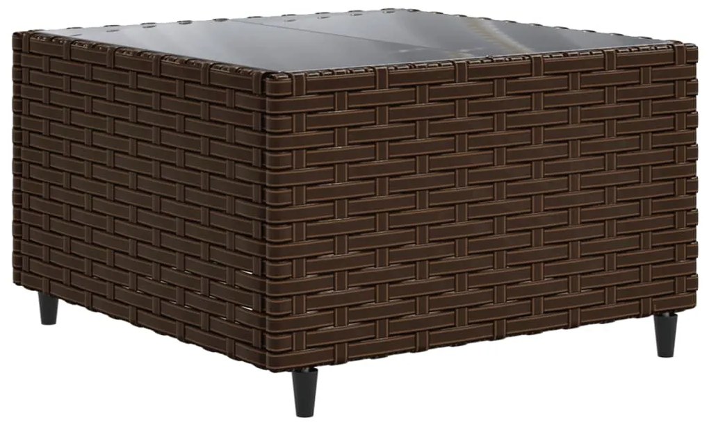 5 pcs conjunto lounge jardim c/ almofadões vime PE castanho