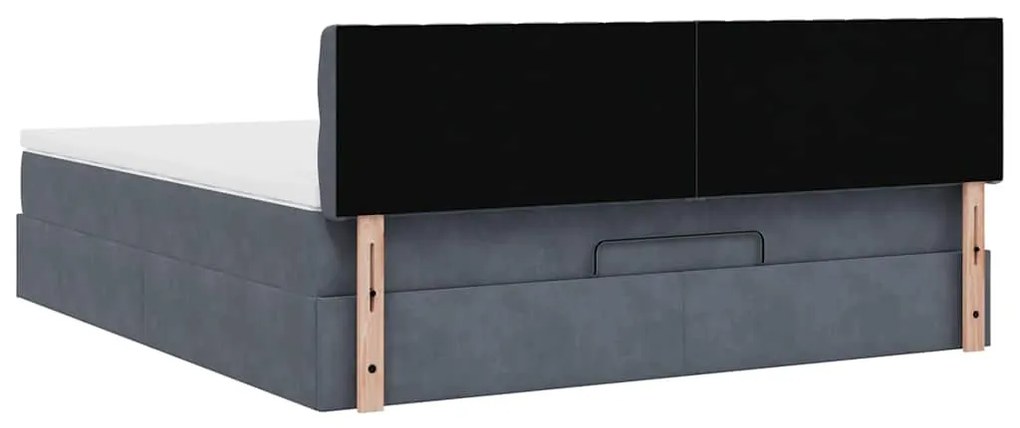 Estrutura de cama otomana com colchão 180x200cm cinzento escuro