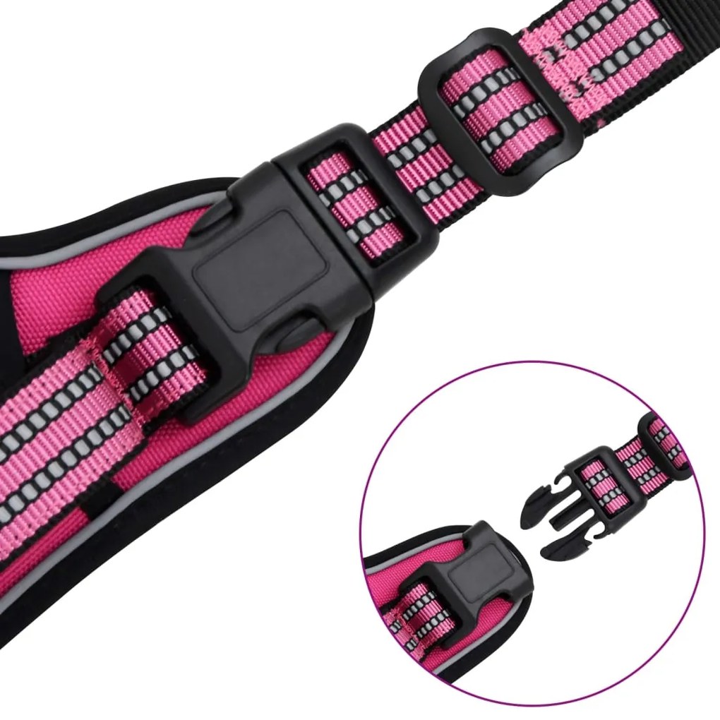 Peitoral para cães com trela e coleira ajustável XL rosa