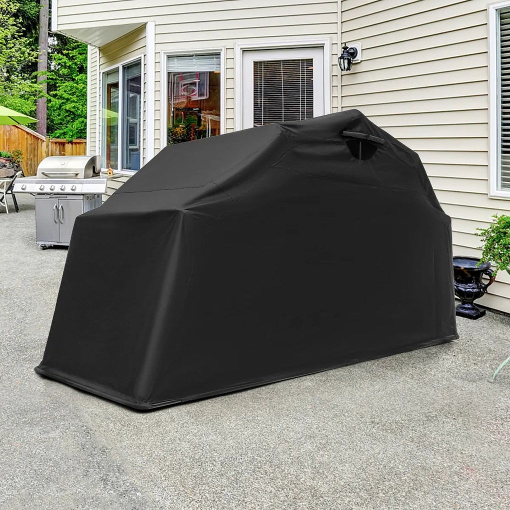 Capa Cobertura para Motas em Tecido Oxford e Janelas de Malha Enroláveis 345 X 137 X 190 cm Preto