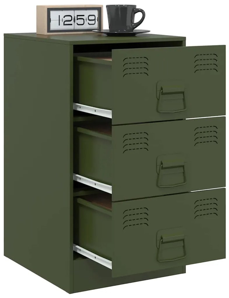 Mesa de cabeceira 34,5x39x62 cm aço verde azeitona