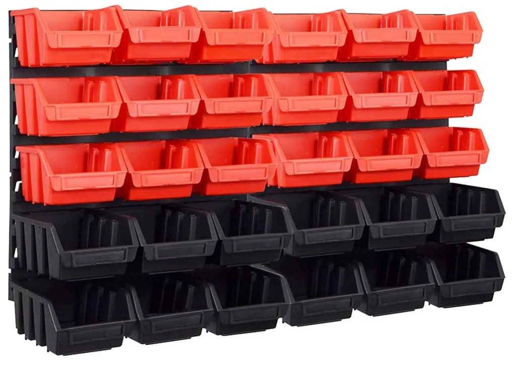 32 pcs kit caixas arrumação com painéis parede vermelho e preto