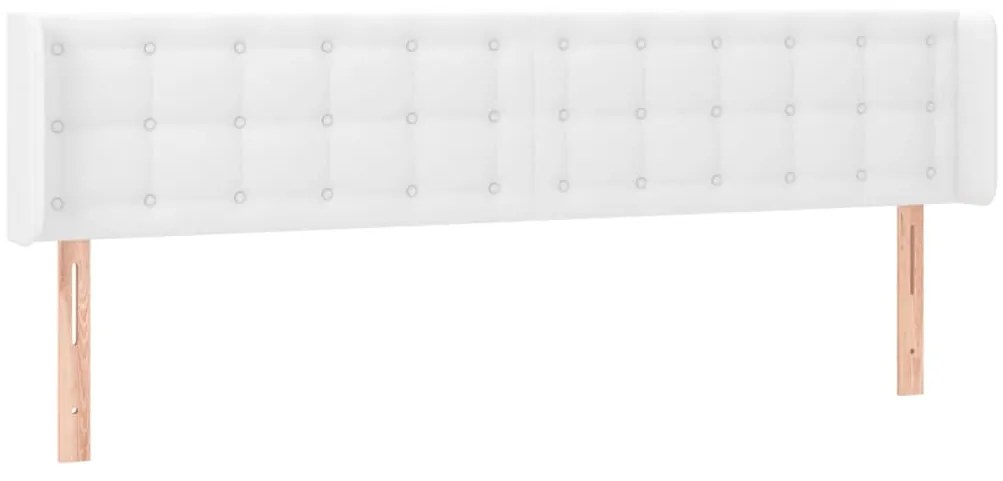Cabeceira de cama c/ LED couro artificial 163x16x78/88cm branco