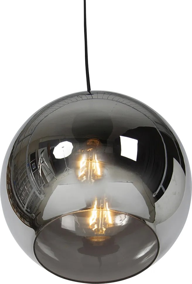 Candeeiro de suspensão inteligente preto com vidro fumê incl. Wifi A60 - Wallace