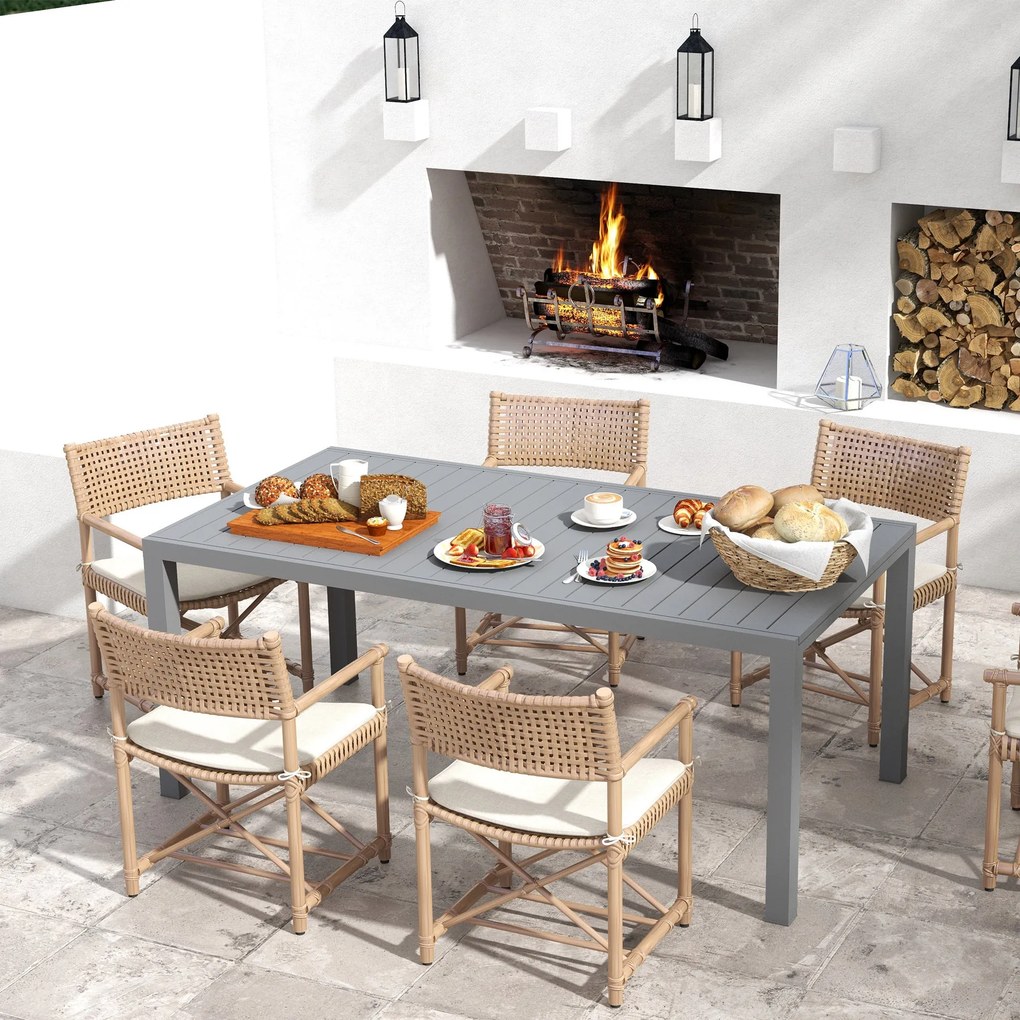 Mesa de Jardim Extensível Mesa de Jantar Exterior Mesa de Terraço Reta