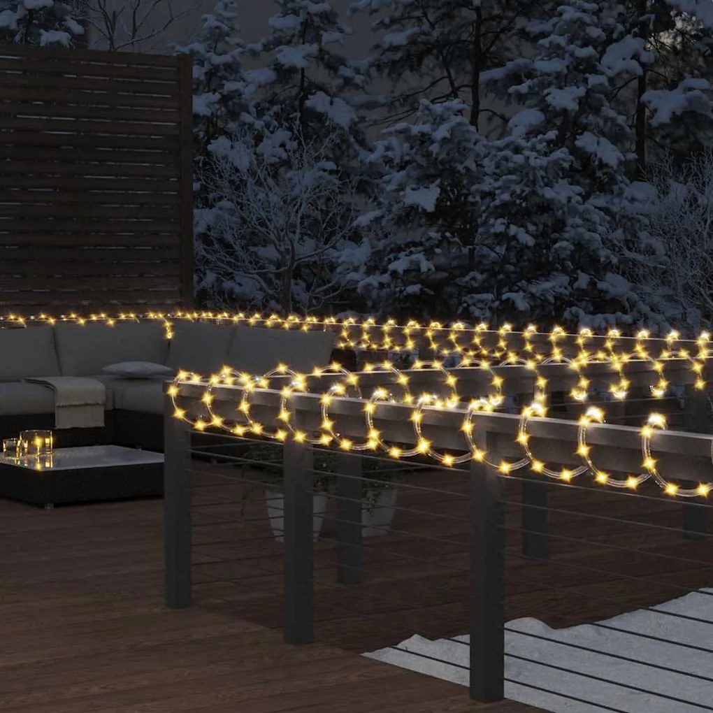 vidaXL Cordão de luzes com 480 luzes LED 20 m PVC branco quente