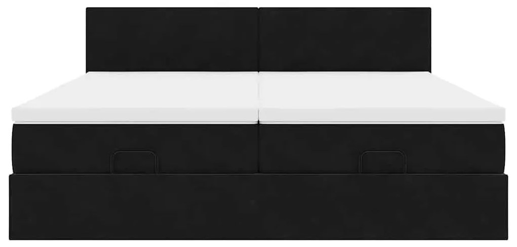 Estrutura de cama otomana com colchões 200x200cm veludo preto