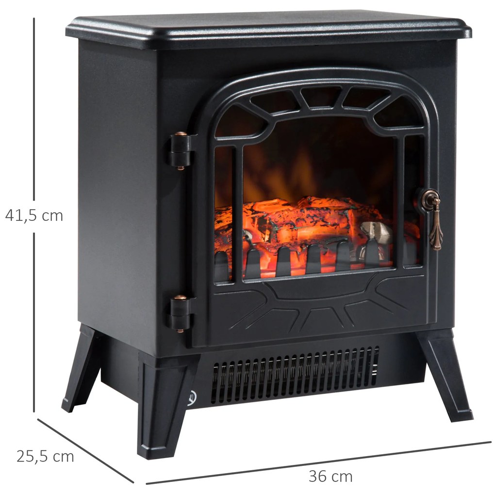 Lareira Elétrica com Termostato Efeito de Chama Realista Potência 900W