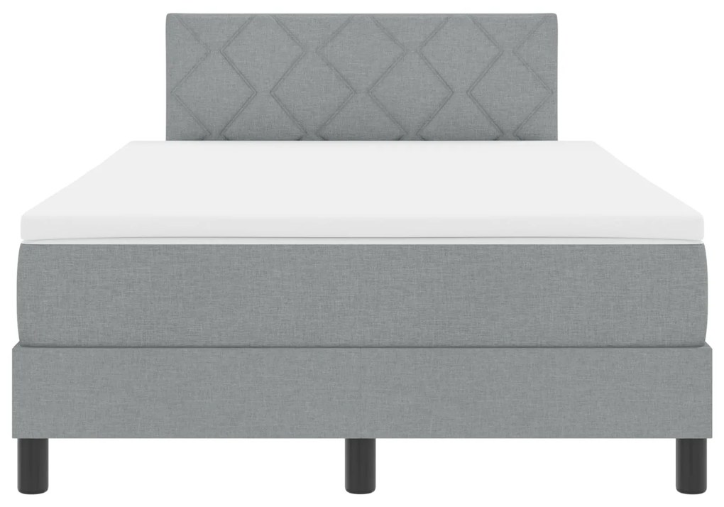 Cama Box Spring com Colchão Cinza Claro 120x200 cm Tecido