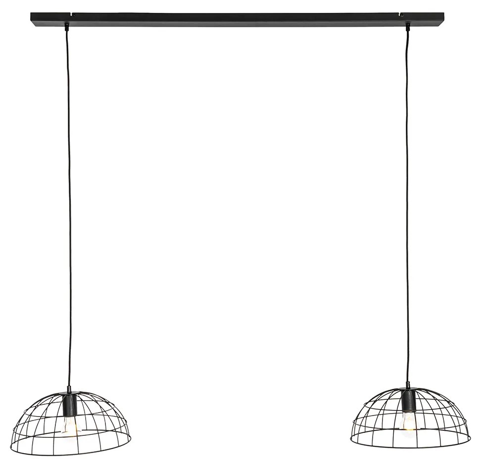 Candeeiro de suspensão industrial preto 2 luzes - Hanze Industrial