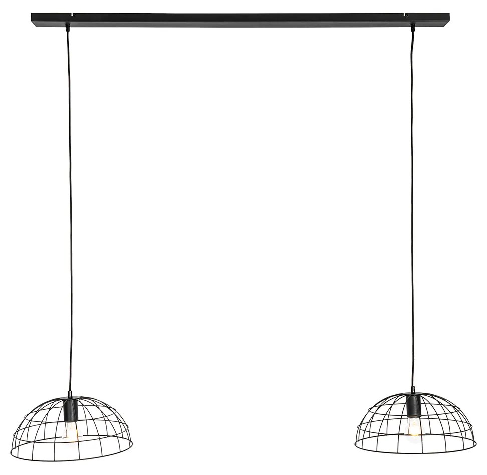 Candeeiro suspenso industrial preto 2 luzes - Hanze Industrial