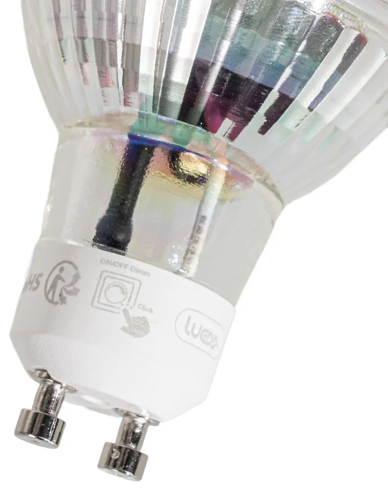 Conjunto de 5 Lâmpadas LED GU10 50mm reguláveis em 3 passos Kelvin Brilhantes 4.9W 450 lm 2000-2700K