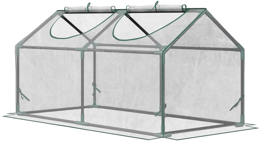 Outsunny Estufa 120x60x60cm Estufa de Jardim com 2 Janelas Enroláveis para Cultivo de Plantas Verduras Flores Transparente