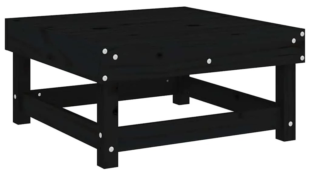 Apoio de pés p/ jardim c/ almofadão pinho maciço preto