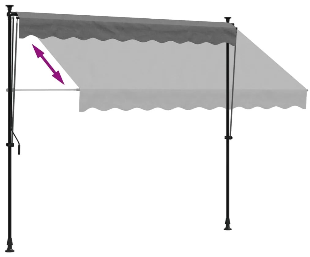 Toldo retrátil 250x150 cm tecido e aço antracite