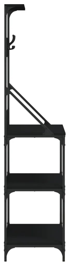 Estante c/ ganchos e 4 prateleiras derivados de madeira preto