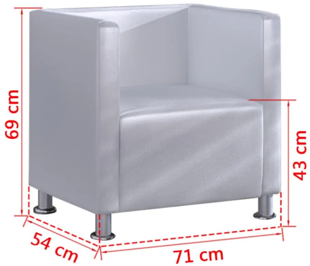 Poltrona em forma de cubo couro artificial branco