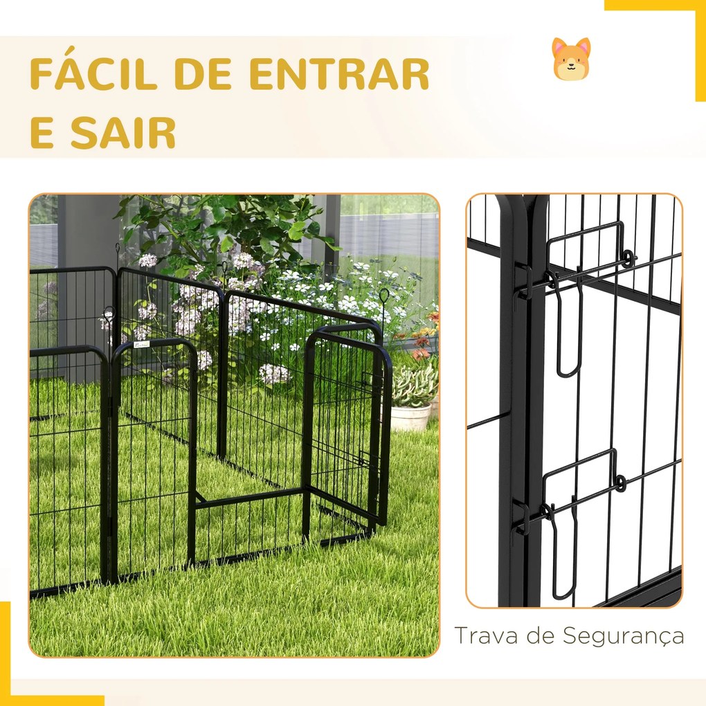 PawHut Parque para Animais de Estimação 8 Paineis 80x60cm Gaiola para