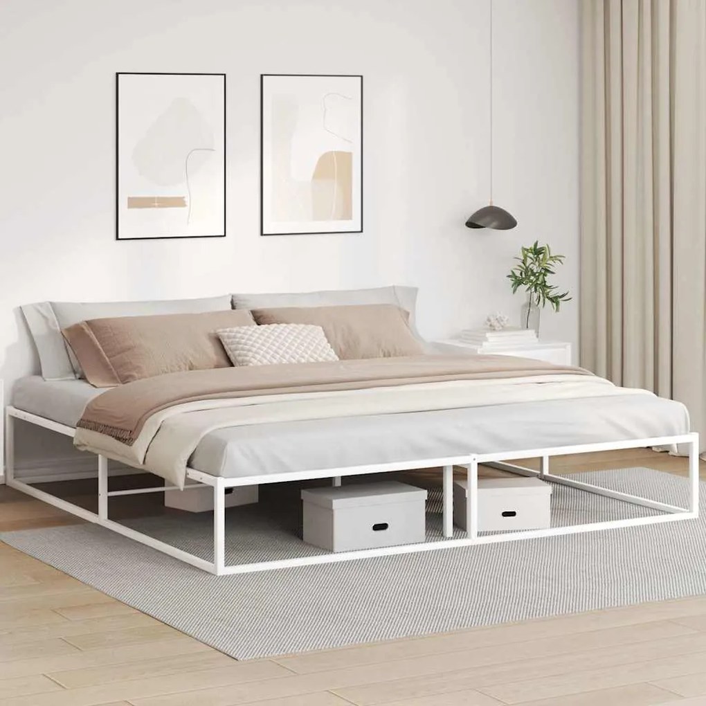 Estrutura de cama sem colchão branco 200x200 cm metal