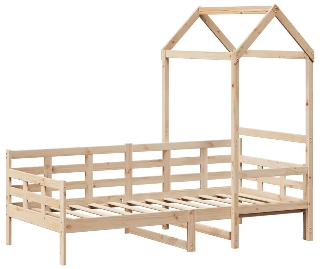 Sofá-cama com telhado 90x200 cm madeira de pinho maciça