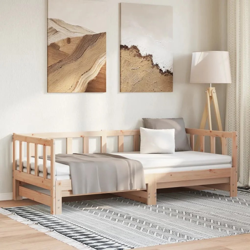 vidaXL Sofá-cama com gavetão 90x190 cm madeira de pinho maciça