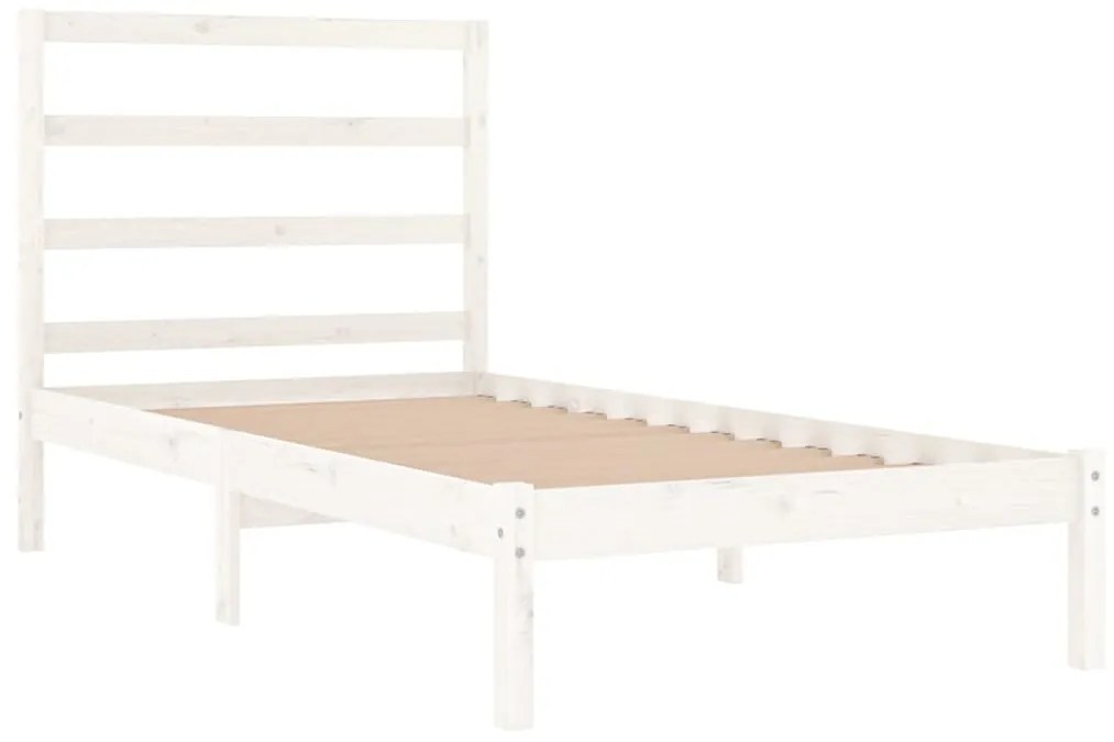 Cama sem colchão 90x200 cm madeira de pinho maciça branco