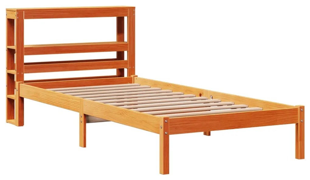 Estrutura cama c/ cabeceira 75x190 cm pinho maciço castanho-mel