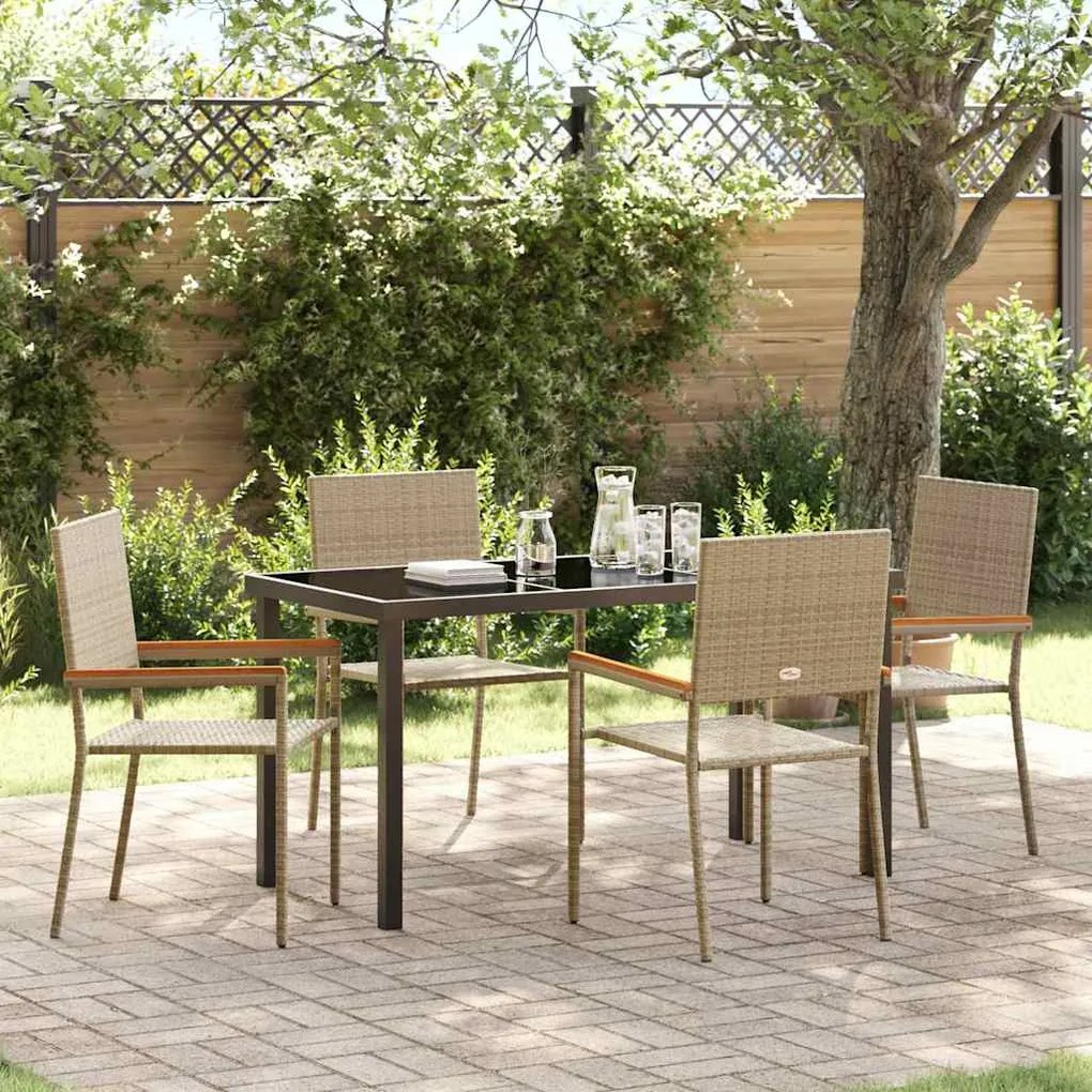 vidaXL Conjunto de Jantar de Jardim 5 Peças Bege em Rattan Sintético