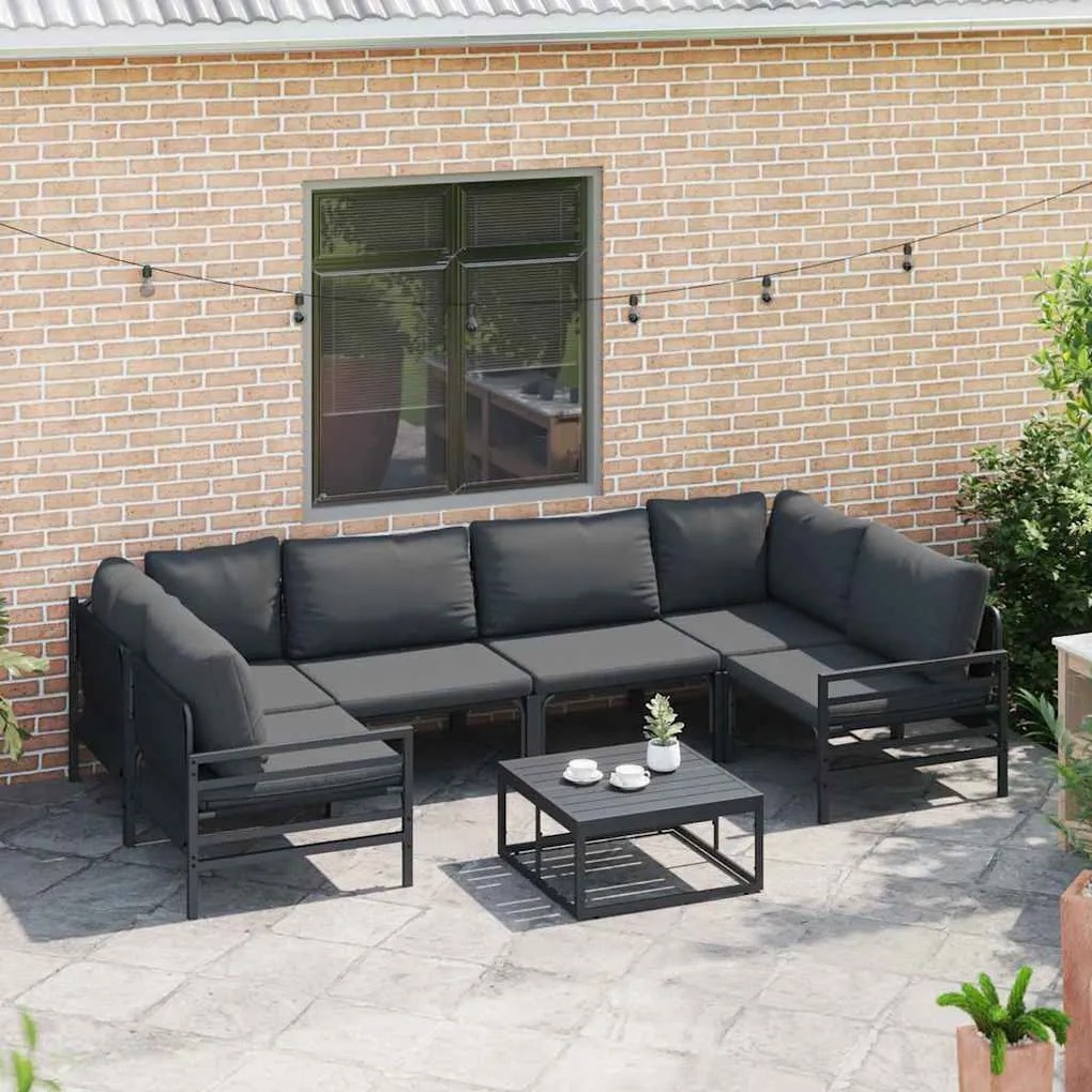 Conjunto de Sofá de Jardim 7 pcs Antracite Aço